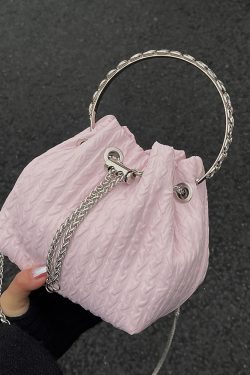 2023 Women's Rhinestone Round Ring Bucket Bag - Sweet Chain Shoulder Crossbody Handbag, Trendy Fashion Accessory