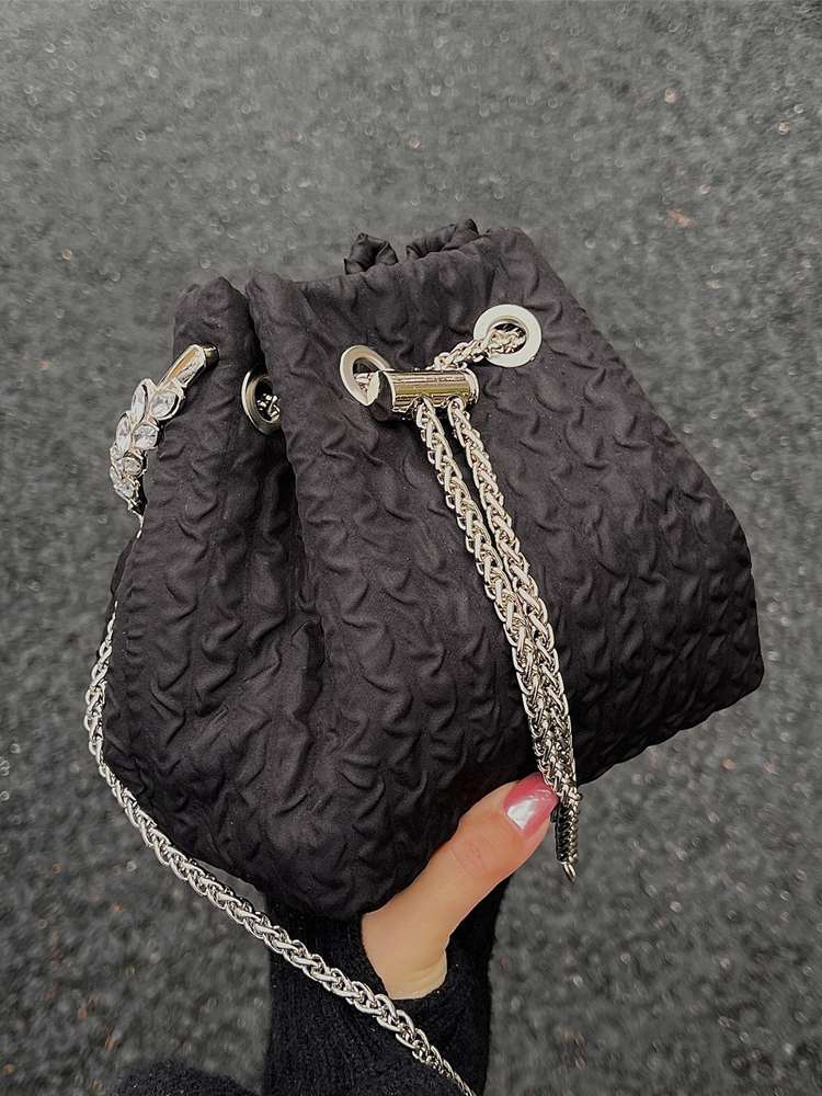2023 Women's Rhinestone Round Ring Bucket Bag - Sweet Chain Shoulder Crossbody Handbag, Trendy Fashion Accessory 2023 Women's Rhinestone Round Ring Bucket Bag - Sweet Chain Shoulder Crossbody Handbag, Trendy Fashion Accessory