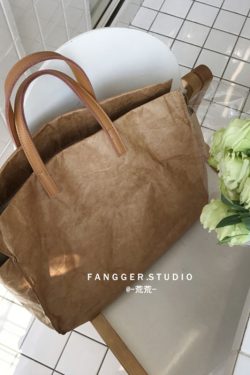 2024 Korean Style Women's Shoulder Crossbody Bag, Vintage Large Capacity Kraft Paper Tote for Everyday Use