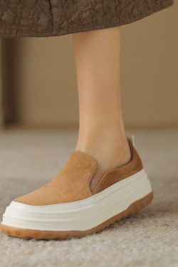 2024 New Italian-Style Thick-Soled Wedge Shoes for Women - 5 cm Soft Sole Genuine Leather Comfort
