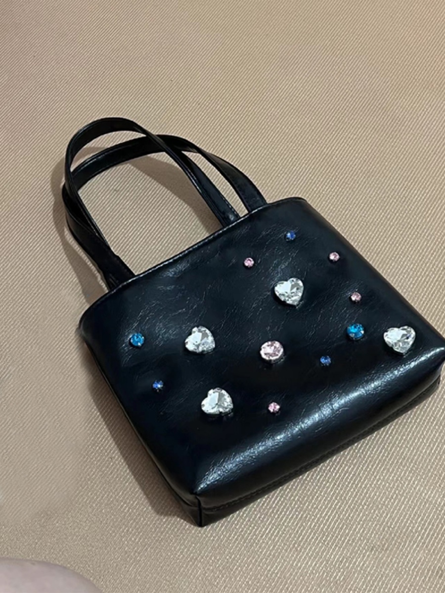 2024 Silver Leather Gemstone Underarm Bag with Diamond Embellishments & Rhinestone Phone Chain - Small Tote Shoulder Bag 2024 Silver Leather Gemstone Underarm Bag with Diamond Embellishments & Rhinestone Phone Chain - Small Tote Shoulder Bag