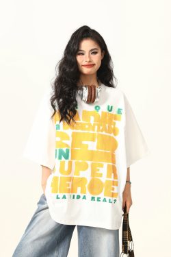 2024 Summer American Vintage Short Sleeve Letter Print T-Shirt for Men and Women - Street Style Couples Top