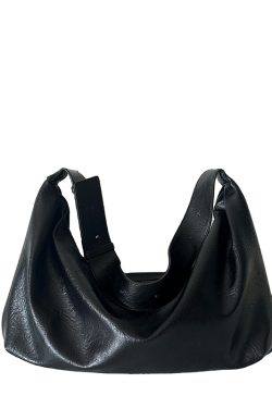 2024 Vintage Soft Leather Black Dumpling Bag for Women - Large Capacity Casual Shoulder Crossbody Tote