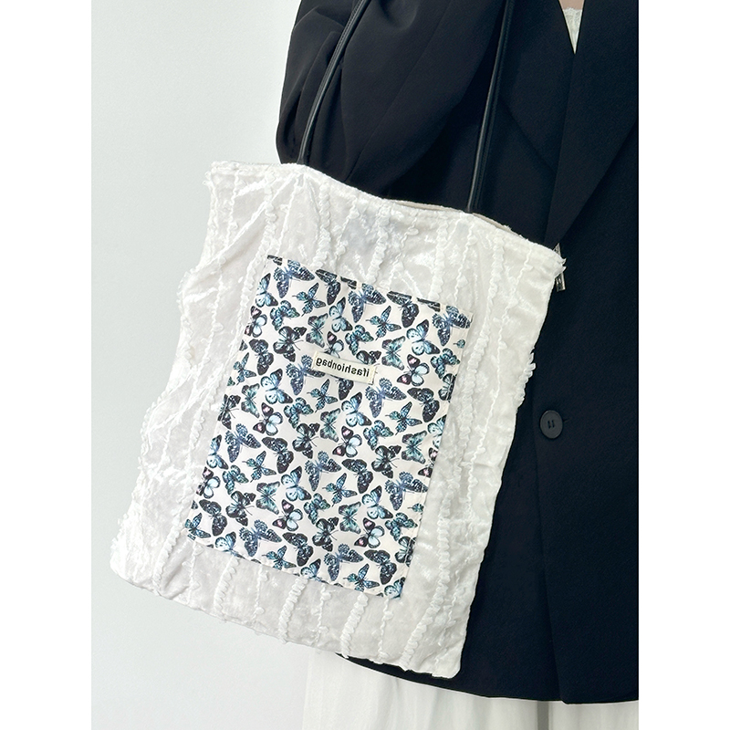 2024 Women’s Large Capacity Butterfly Lace Shoulder Tote Bag - Versatile Niche Handbag for Everyday Style 2024 Women’s Large Capacity Butterfly Lace Shoulder Tote Bag - Versatile Niche Handbag for Everyday Style