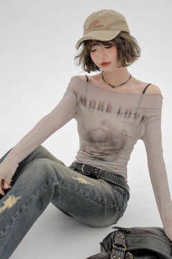 2024 Women's Mesh Long Sleeve Tank Top Two-Piece Set - American Style Slim Fit Sexy Fashion