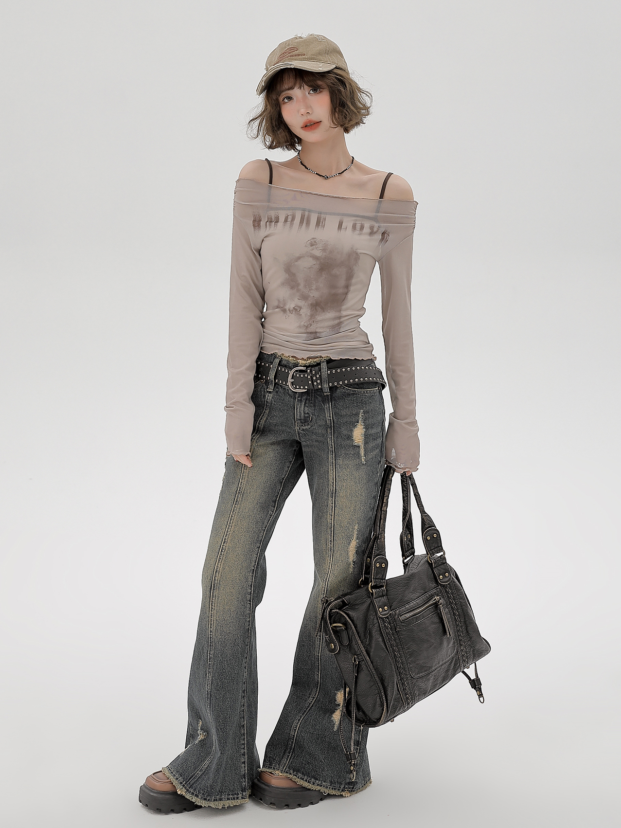 2024 Women's Mesh Long Sleeve Tank Top Two-Piece Set - American Style Slim Fit Sexy Fashion 2024 Women's Mesh Long Sleeve Tank Top Two-Piece Set - American Style Slim Fit Sexy Fashion