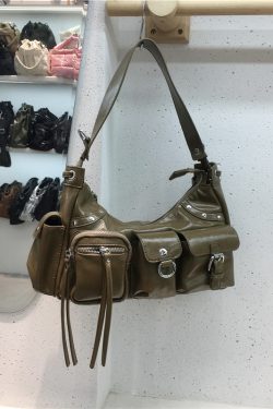 2024 Women's Multi-Pocket Rivet Tote Bag - Hot Girl Underarm Motorcycle Style Shoulder Crossbody Bag