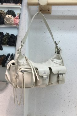 2024 Women's Multi-Pocket Rivet Tote Bag - Hot Girl Underarm Motorcycle Style Shoulder Crossbody Bag