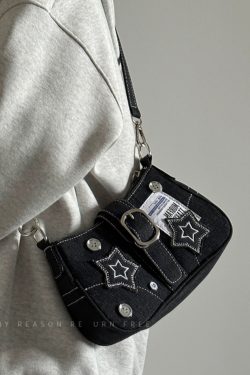 2024 Women's Vintage Denim Shoulder Bag with Chain, Button Detail, Crossbody Design - Trendy Underarm Handbag