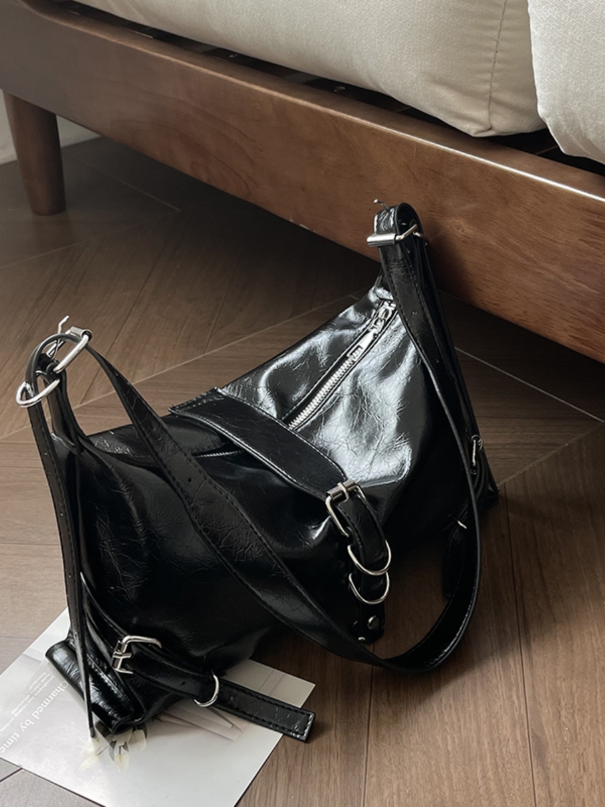 2025 Black Soft Leather Large Capacity Casual Tote Bag for Women - Korean Style Fashion Shoulder and Crossbody Bag 2025 Black Soft Leather Large Capacity Casual Tote Bag for Women - Korean Style Fashion Shoulder and Crossbody Bag