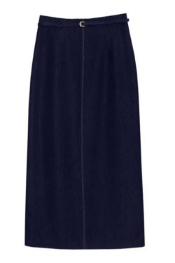 2025 Cowboy Split Long Skirt for Women, Elegant High Waist Plus Size Commuter Skirt, Straight Half Design, Wrinkle-Resistant with Belt