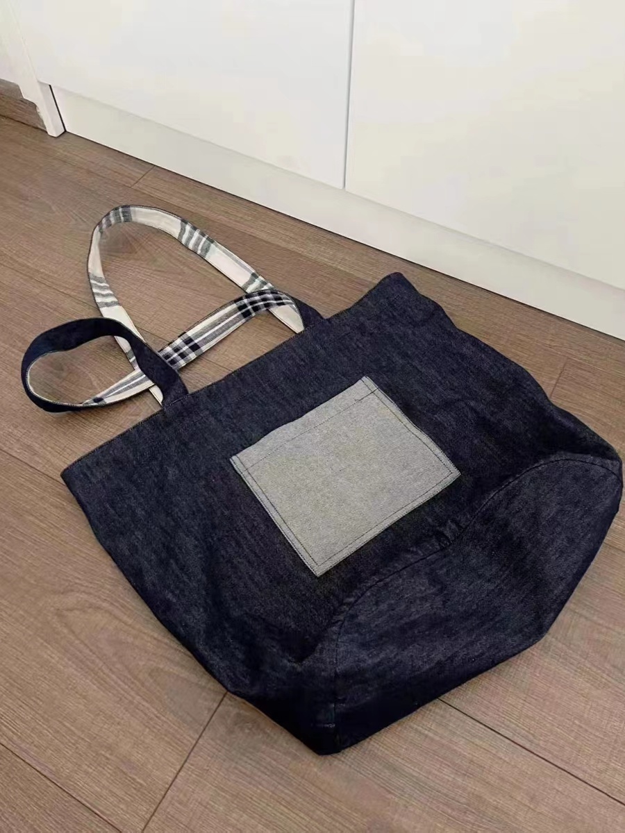 2025 Denim Plaid Spliced Tote Shoulder Bag, Large Capacity Versatile Commute Handbag for Everyday Use 2025 Denim Plaid Spliced Tote Shoulder Bag, Large Capacity Versatile Commute Handbag for Everyday Use