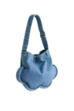 2025 Fashionable Versatile Denim Floral Tote Bag - High-End Shoulder Crossbody Commuter Bag for Trendy Style