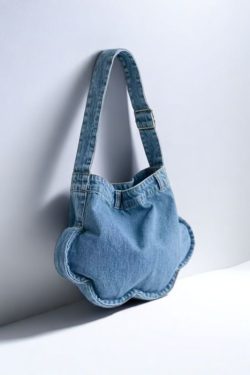 2025 Fashionable Versatile Denim Floral Tote Bag - High-End Shoulder Crossbody Commuter Bag for Trendy Style