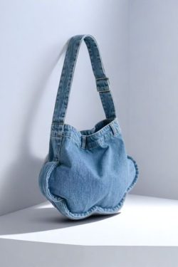 2025 Fashionable Versatile Denim Floral Tote Bag - High-End Shoulder Crossbody Commuter Bag for Trendy Style