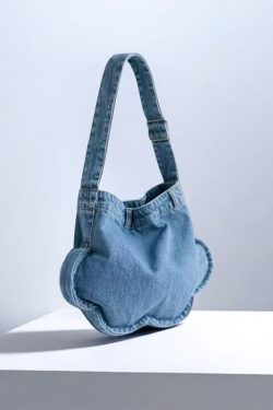 2025 Fashionable Versatile Denim Floral Tote Bag - High-End Shoulder Crossbody Commuter Bag for Trendy Style