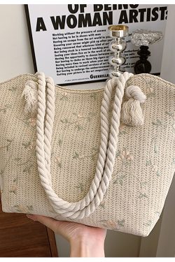 2025 Large Capacity Woven Straw Tote Bag for Women - Stylish Summer Shoulder Bag, Versatile Commuter Design with Rope Detail