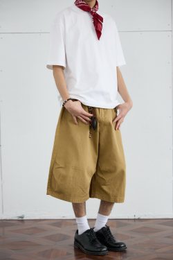 2025 Men's Seven-Point Pants - Casual Wide-Leg Workwear, Loose Fit Draping Shorts for Versatile Everyday Style