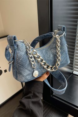 2025 New Model Patchwork Small Bag for Women - Stylish Versatile Chain Underarm Shoulder Crossbody Bag