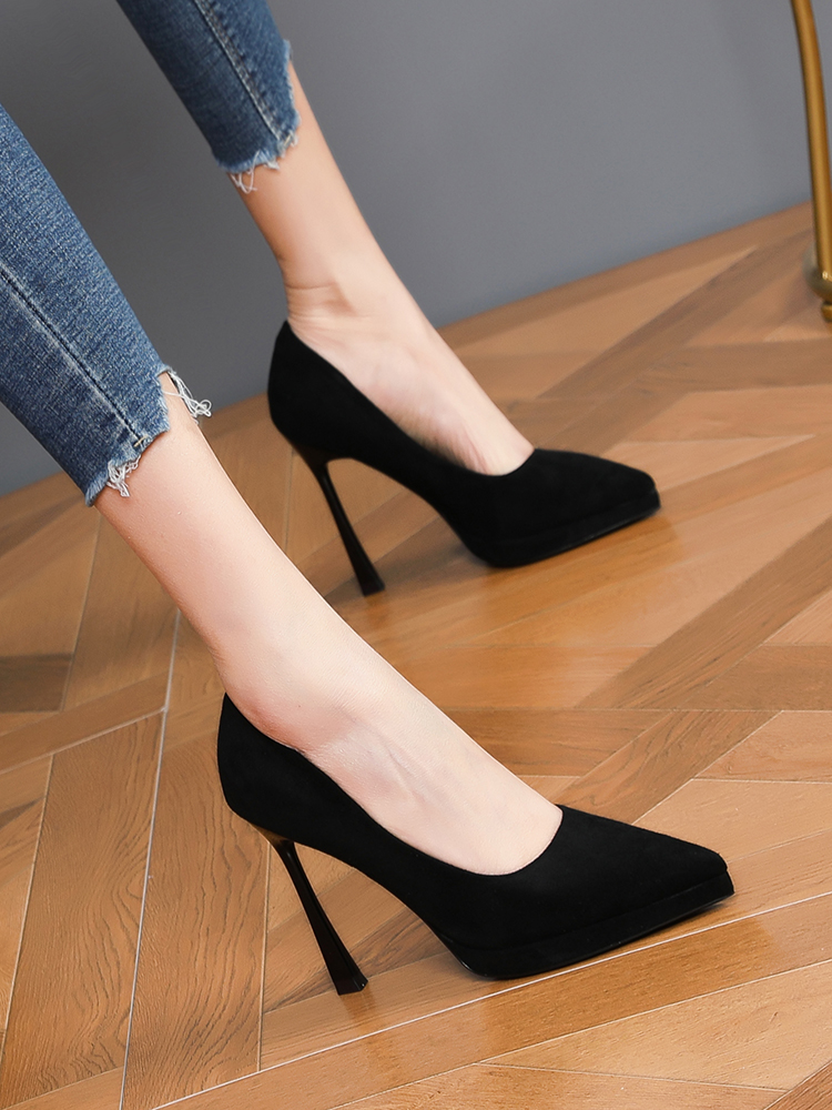 2025 New Spring Women's Suede High Heels, Versatile Waterproof Pointed Toe Shoes for Work, Sexy Thin Heels 2025 New Spring Women's Suede High Heels, Versatile Waterproof Pointed Toe Shoes for Work, Sexy Thin Heels