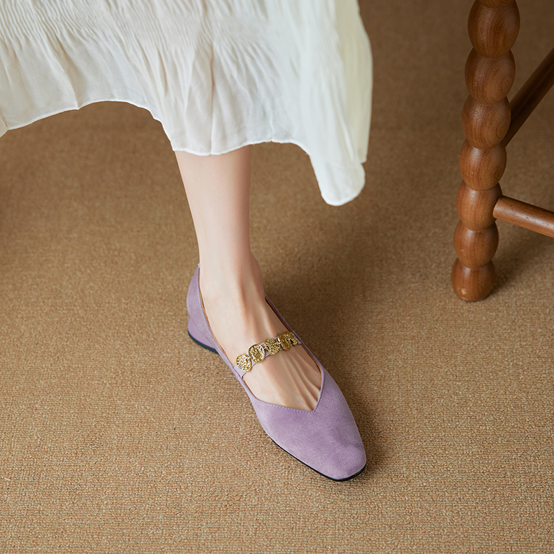 2025 New Women's Genuine Leather Square Toe Mary Jane Flats with Coin Chain - Comfortable Low Heel Versatile Shoes 2025 New Women's Genuine Leather Square Toe Mary Jane Flats with Coin Chain - Comfortable Low Heel Versatile Shoes