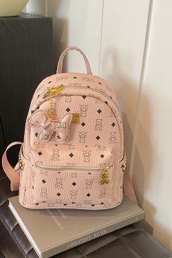 2025 New Women's Mini Backpack - Double Shoulder Design, Versatile Small Bag with Cute Maiduo Bear Print