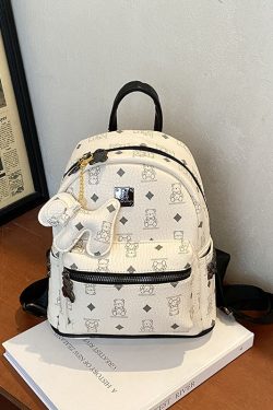 2025 New Women's Mini Backpack - Double Shoulder Design, Versatile Small Bag with Cute Maiduo Bear Print