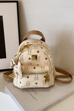 2025 New Women's Mini Backpack - Double Shoulder Design, Versatile Small Bag with Cute Maiduo Bear Print
