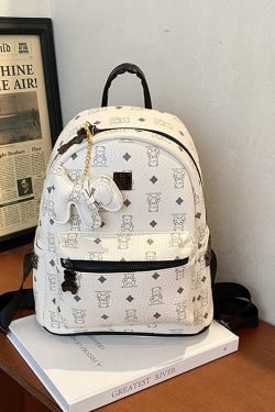 2025 New Women's Mini Backpack - Double Shoulder Design, Versatile Small Bag with Cute Maiduo Bear Print