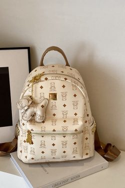 2025 New Women's Mini Backpack - Double Shoulder Design, Versatile Small Bag with Cute Maiduo Bear Print
