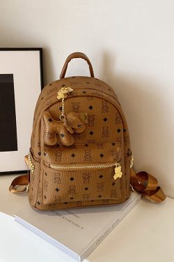 2025 New Women's Mini Backpack - Double Shoulder Design, Versatile Small Bag with Cute Maiduo Bear Print