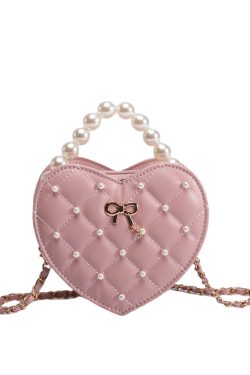 2025 Pearl Heart Mini Crossbody Bag - Niche Lolita Style with Chanel-Inspired Chain Shoulder Strap