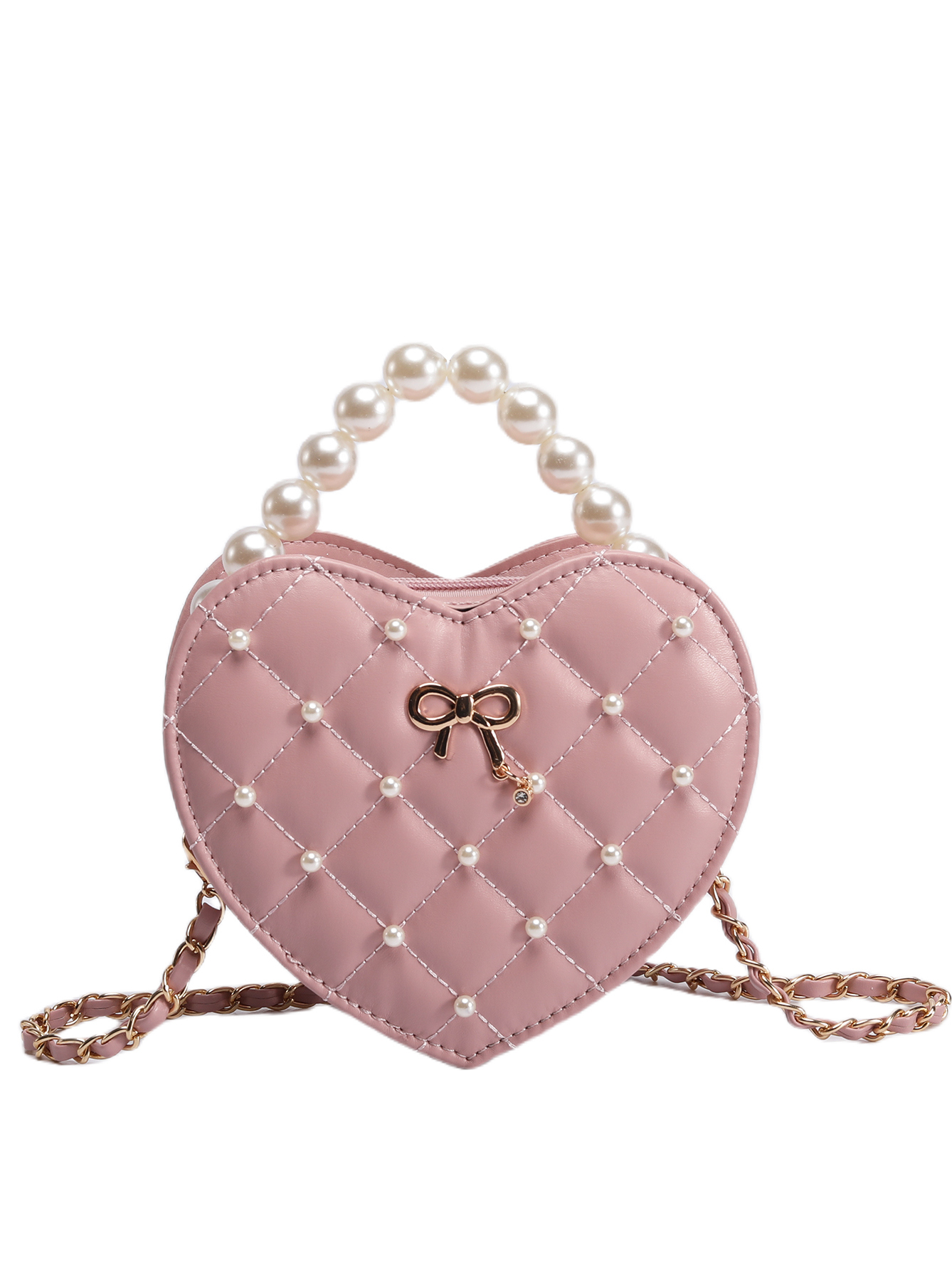 2025 Pearl Heart Mini Crossbody Bag - Niche Lolita Style with Chanel-Inspired Chain Shoulder Strap 2025 Pearl Heart Mini Crossbody Bag - Niche Lolita Style with Chanel-Inspired Chain Shoulder Strap