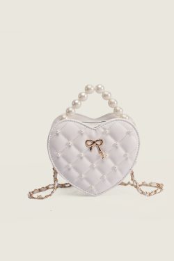 2025 Pearl Heart Mini Crossbody Bag - Niche Lolita Style with Chanel-Inspired Chain Shoulder Strap