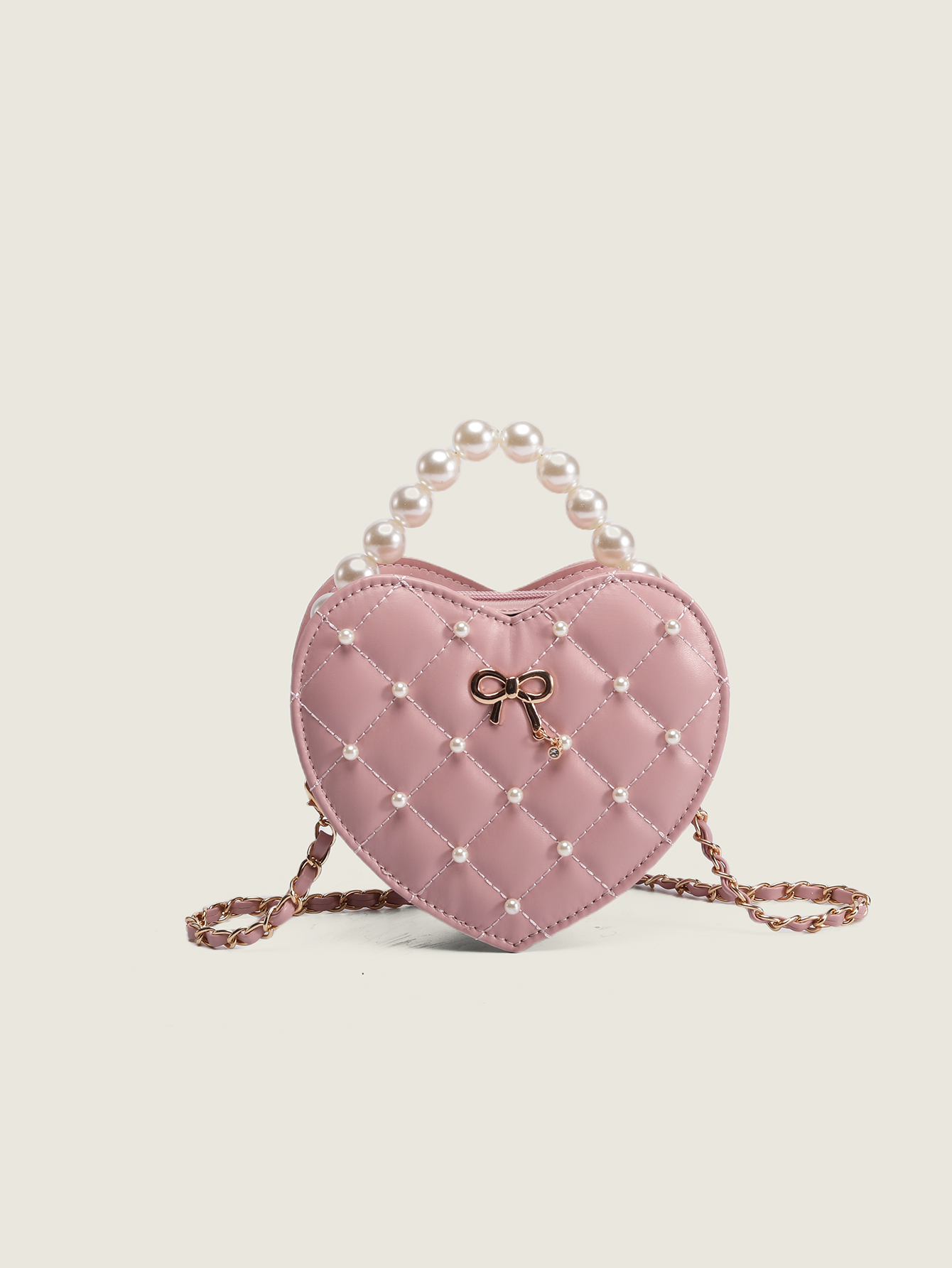 2025 Pearl Heart Mini Crossbody Bag - Niche Lolita Style with Chanel-Inspired Chain Shoulder Strap 2025 Pearl Heart Mini Crossbody Bag - Niche Lolita Style with Chanel-Inspired Chain Shoulder Strap