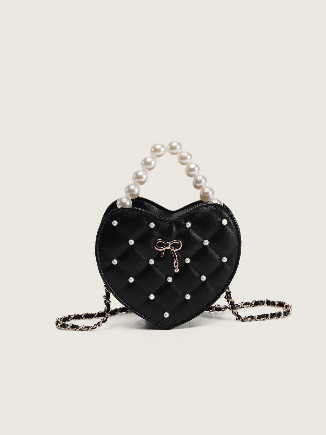 2025 Pearl Heart Mini Crossbody Bag - Niche Lolita Style with Chanel-Inspired Chain Shoulder Strap 2025 Pearl Heart Mini Crossbody Bag - Niche Lolita Style with Chanel-Inspired Chain Shoulder Strap