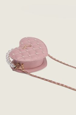 2025 Pearl Heart Mini Crossbody Bag - Niche Lolita Style with Chanel-Inspired Chain Shoulder Strap