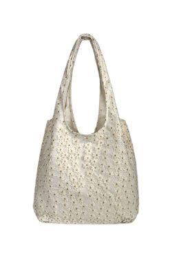 2025 Small Daisy Lace Canvas Shoulder Bag for Women, Large Capacity Niche Commuter Tote, Trendy Everyday Style