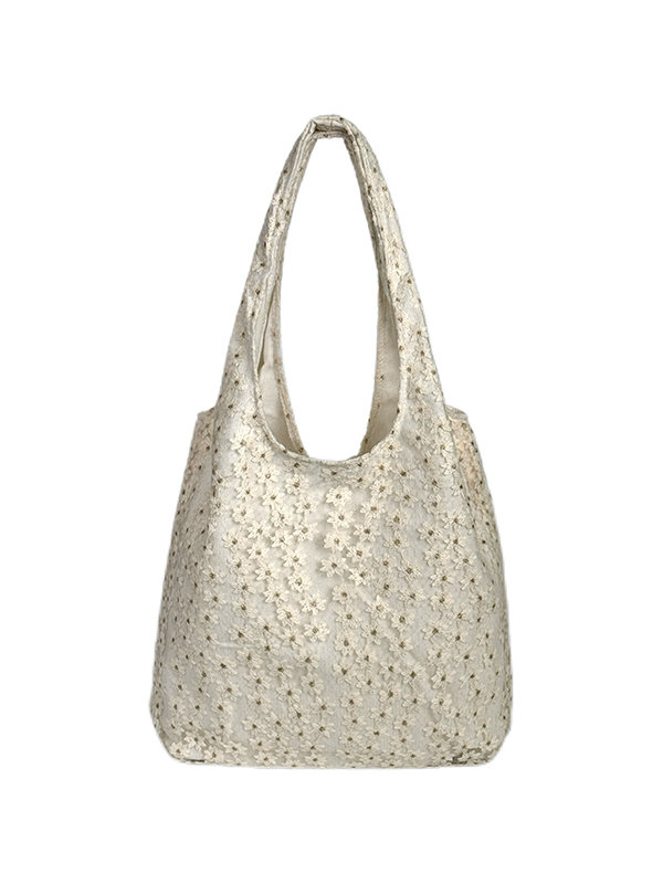 2025 Small Daisy Lace Canvas Shoulder Bag for Women, Large Capacity Niche Commuter Tote, Trendy Everyday Style 2025 Small Daisy Lace Canvas Shoulder Bag for Women, Large Capacity Niche Commuter Tote, Trendy Everyday Style