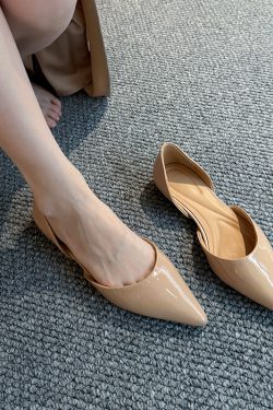 2025 Spring Handmade Genuine Leather Pointed Side Cutout Flat Shoes for Women - Sexy Korean Style Elegant Design