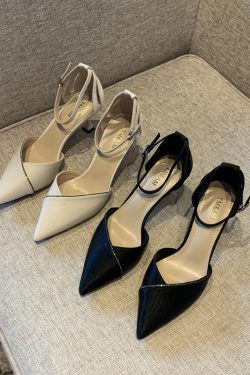 2025 Spring Women's Elegant Rhinestone One-Strap High Heels, Slimming Pointed Toe Design, Sexy Shallow Mouth Flats