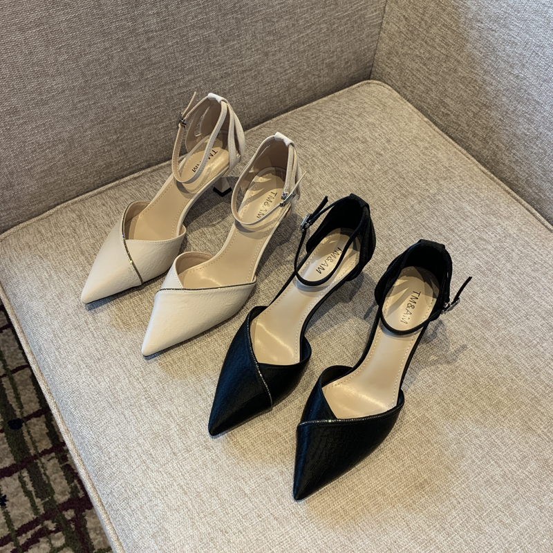 2025 Spring Women's Elegant Rhinestone One-Strap High Heels, Slimming Pointed Toe Design, Sexy Shallow Mouth Flats 2025 Spring Women's Elegant Rhinestone One-Strap High Heels, Slimming Pointed Toe Design, Sexy Shallow Mouth Flats