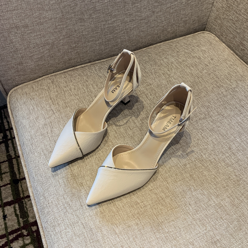 2025 Spring Women's Elegant Rhinestone One-Strap High Heels, Slimming Pointed Toe Design, Sexy Shallow Mouth Flats 2025 Spring Women's Elegant Rhinestone One-Strap High Heels, Slimming Pointed Toe Design, Sexy Shallow Mouth Flats