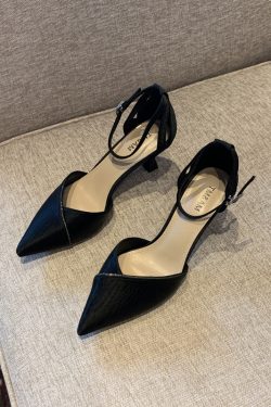 2025 Spring Women's Elegant Rhinestone One-Strap High Heels, Slimming Pointed Toe Design, Sexy Shallow Mouth Flats