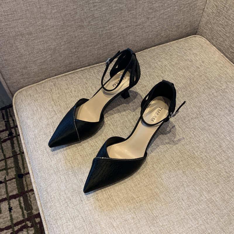 2025 Spring Women's Elegant Rhinestone One-Strap High Heels, Slimming Pointed Toe Design, Sexy Shallow Mouth Flats 2025 Spring Women's Elegant Rhinestone One-Strap High Heels, Slimming Pointed Toe Design, Sexy Shallow Mouth Flats