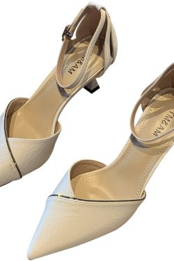 2025 Spring Women's Elegant Rhinestone One-Strap High Heels, Slimming Pointed Toe Design, Sexy Shallow Mouth Flats