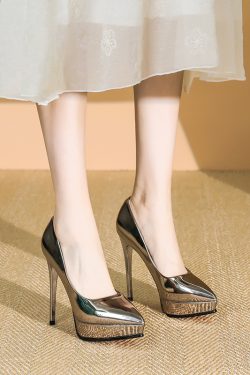 2025 Spring Women's Fashionable Stiletto High Heels 12CM Waterproof Platform Shoes for Elegant Style