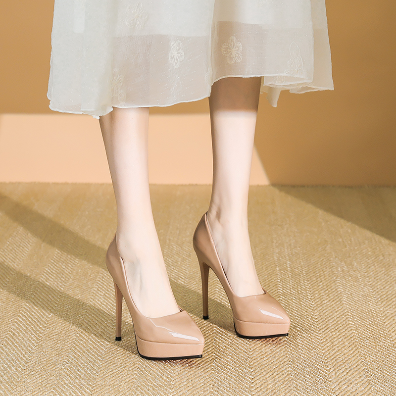 2025 Spring Women's Fashionable Stiletto High Heels 12CM Waterproof Platform Shoes for Elegant Style 2025 Spring Women's Fashionable Stiletto High Heels 12CM Waterproof Platform Shoes for Elegant Style