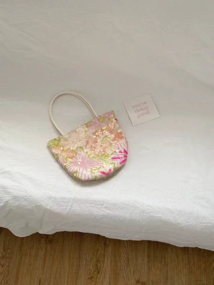 2025 Spring Women's Floral Embroidered Sequin Tote Bag, Casual Large Capacity Crossbody Bag, Versatile Fashion Accessory 2025 Spring Women's Floral Embroidered Sequin Tote Bag, Casual Large Capacity Crossbody Bag, Versatile Fashion Accessory