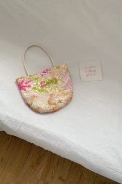 2025 Spring Women's Floral Embroidered Sequin Tote Bag, Casual Large Capacity Crossbody Bag, Versatile Fashion Accessory